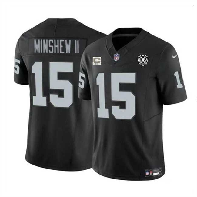 Men & Women & Youth Las Vegas Raiders #15 Gardner Minshew II Black 2024 F.U.S.E 65th Anniversary Patch Vapor Stitched Jersey->las vegas raiders->NFL Jersey